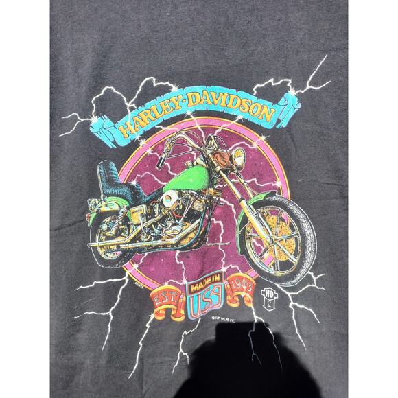 Vintage 90s Harley Davidson Grail Lightning T Shirt Size Large Fun Wear - Picture 2 of 6